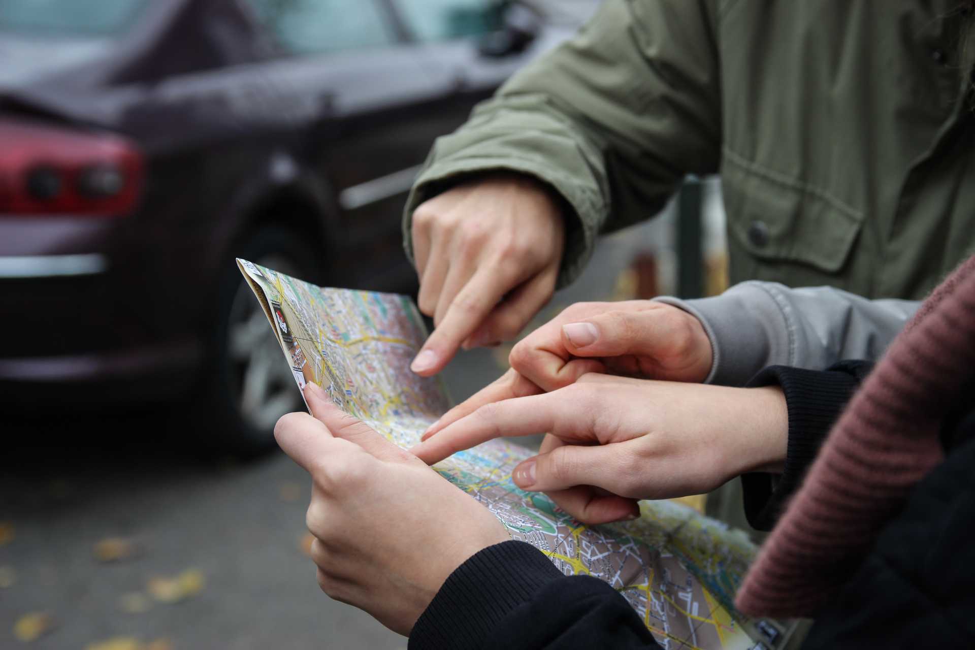 People exploring map